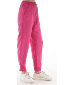 Resim Kadın Keten Yüksek Bel Lastikli Dar Paça Mom Pantolon 001 
