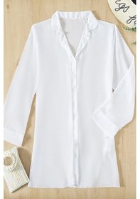 Resim Angelsin Şifon Gömlek Plaj Elbisesi Pareo Kimono Kaftan 001 