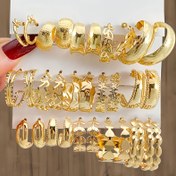 Resim 30 adet/15 çift Hip-Hop Kişilik Kolu Hollow Kalp C Şekilli Yaprak Dikmeleri Geniş Yüzük Seti Kadınlar için Günlük Parti Aksesuarları Moda Aksesuarları 