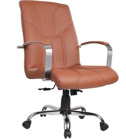 Resim MEHMET YAREN BURO Mk5 Yönetici Makam - Ofis Müdür - Büro - Çalışma Koltuğu Kahve Renk Krom Ayaklı 