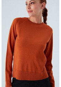Resim Peraluna Vanessa Pullover Merino Yünlü Yanları Yırtmaçlı Ince Kadın Triko Kazak Turuncu-turuncu Turuncu 