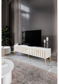 Resim 150 CM DUBAİ MDF MEBRAN KAPAK BEYAZ GOLD 