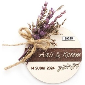 Resim 50 Adet 7x7cm Ahşap Magnet İsimli Söz Nişan Düğün Hediyesi 