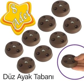 Resim 8 ADET Düz Ayak Tabanı Kahverengi Mobilya Masa Sehpa Ayağı Bağlantı Aparatı Plastik 