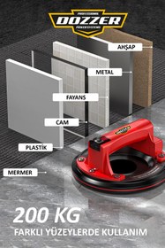 Resim DOZZER DZ-VQ 2x Akülü 200 KG Kapasite Dijital Ekran Çift Motorlu Havalı Seramik Metal Cam Vantuzu Oval 