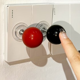 Resim 1pc Modern Kreatif Kollu Toprak Anahtarı Sticker, Dekoratif Duvar Monte Edilebilen Basma Butonu Için Işık Anahtarı, Çekme Kolu, Tuvalet İtici - Pil Gerekmez, Kolay Yapışkan Tasarım 