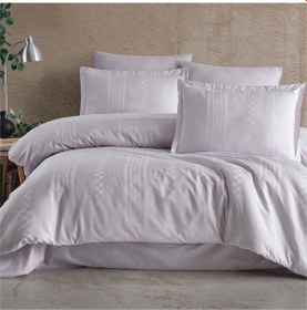 Resim Clasy Çizgili Saten Çift Kişilik Nevresim Takımı Capital V2 Gri 