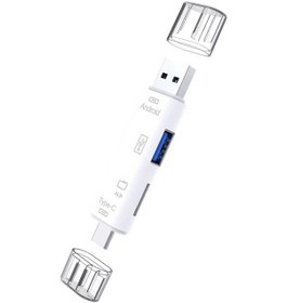 Resim 3'ü 1 Arada Çok Fonksiyonlu Mikro Usb Type-c Otg Tf Usb Kart Okuyucu - Beyaz 