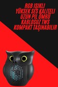 Resim Techno Stock Tws Bluetooth Hoparlör Baykuş Tasarımlı Taşınabilir Rgb Işıklı Uzun Pil Ömrü 