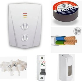 Resim Veito V1200 Şofben 8000W Debi Ayarlı 8mt Kablo Dahil Takım Montaja Hazır Set 