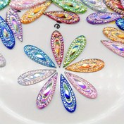 Resim 20 adet Parlak AB Reçine 6 * 20Mm Peacock Tear Boncuklar Taşlar Düz Arka Makas Kitap DIY Düğün Decal Takı 