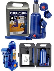 Resim MOONSHOP Pro Black Seri Çelik Şaseli Çift Dişli Özel Çantalı 3 Ton Hidrolik Araba Karavan Oto Kriko.. 