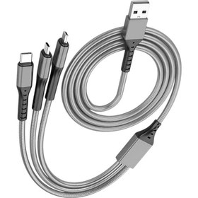 Resim Powermaster Pm-26335 3 In 1 Gümüş 1.2 Metre Şarj Kablosu 1 Adet 