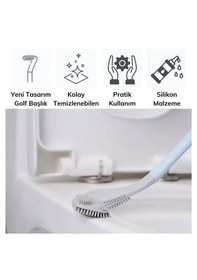 Resim 1 Adet Pratik Golf Tasarımlı Su Damlatmaz Bükülebilir Silikon Tuvalet Fırçası Wc Klozet Fırçası Çok Renkli 
