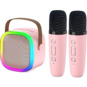 Resim Taşınabilir Çift Mikrofonlu Rgb Renkli Kablosuz Bluetooth Karaoke Hoparlör USB Girişli Şarjlı 