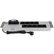 Resim 19" 2U 9'Lu Schuko Sigortalı Alüminyum Rack Kabin Grup Priz Pdu 
