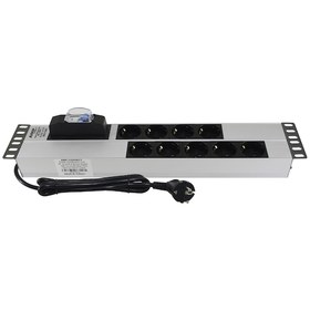 Resim 19" 2U 9'Lu Schuko Sigortalı Alüminyum Rack Kabin Grup Priz Pdu 