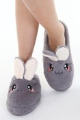Resim Beyond Kadın Gri Rabbit Yumuşak Tüylü Gondol Ev Terliği 3cm BYNDFKB01 