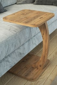 Resim Limnizza C Ayaklı Modern Yan Sehpa Koltuk Yanı Laptop Kahve Kitap Şehpası Servis Sehpası Kare Çam 