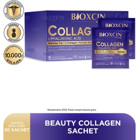 Resim Bioxcin Beauty Collagen Toz 30 Saşe X 10.000 Mg Tip 1 - Tip 3 Hidrolize Kolajen - Keratin 