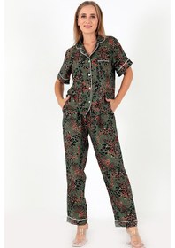 Resim Doremi Desenli Kısa Kollu Kadın Pijama Takım Yeşil-m-l Yeşil 