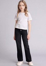 Resim DeFacto Kız Çocuk Slim Fit Ribana Kısa Kollu Tişört Lacivert 