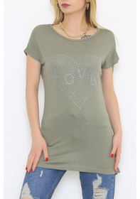 Resim Zhlbutik Love Taşlı Bluz AçıkHaki 