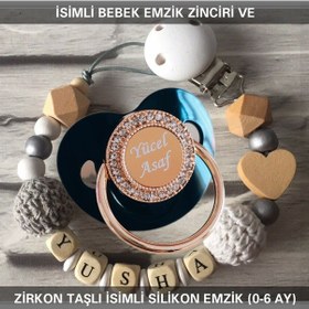 Resim Sahi Aksesuar İsimli Emzik Zinciri Ve İsimli Silikon Emzik 0-6 Ay Bezyı457 Beyaz 