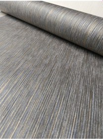 Resim Antrasit Işıltılı Gold Çizgili Silinebilir Kabartmalı Sade Duvar 