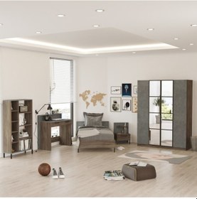 Resim Yurudesign New Home Genç Odası Seti Kahve-Beton Hm16-Cg 