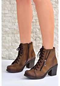 Resim Fox Shoes Vizon Kalın Topuklu Kadın Bot C674150209 