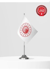 Resim Ticaret Bakanlığı Tekli Masa Bayrağı Set - Saten Kumaş 1. Kalite 15 x 22.5 CM 