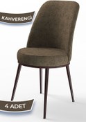 Resim Canisa Concept Dexa Serisi Üst Kalite Yemek Odası Sandalyesi Metal Kahverengi Iskeletli 4 Lacivert Sandalye 