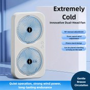 Resim Çift Başlıklı 3 Hız Ayarlanabilir Hızlı Taşınabilir USB Fan, 360° Dönen Bıçak, Duvara Monte ve Bağımsız Tasarım, Dahili Şarj Edilebilir 1800Mah Pil, USB Şarj, Çok Fonksiyonlu Soğutma Çözümleri, Yumuşak Ses Düğmesi Kontrolü, Sessiz Çalışma, Tekrar Kullanılabilir Fanlar, Ofis, Yatak Odası, Açık Hava, Kamp Gibi 5 Sahne İçin Uygun 