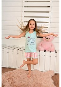 Resim kız çocuk askılı pijama takımı look see good mint 