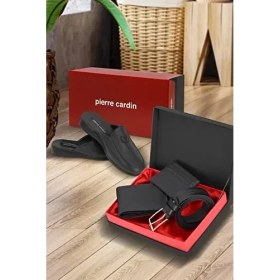 Resim Erkekler İçin Pierre Cardin %100 Hakiki Deri Armalı 289 Çeyiz Terliği Günlük Kullanım İçin Tasarlandı 