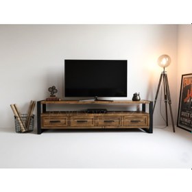 Resim Raweyn Bell Doğal Ahşap Çekmeceli Tv Ünitesi - 150cm Ceviz 