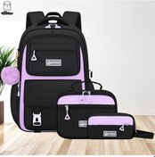 Resim Maxaccess Bxboat 3 Adet Hafif Kadın Sırt Çantası Seti Black Purple 39.62 Cm Laptop Çok Cepli Günlük Seyahat Siyah Mor 