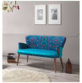 Resim Mobilyabazari Etnik Desen Çay Seti Ikili Koltuk Turkuaz (Balkon, Salon, Ofis) 