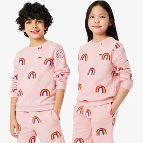 Resim Lacoste Desenli Çocuk Pembe Sweatshirt 