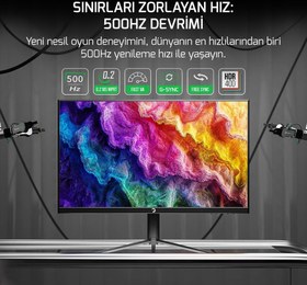 Resim Gamepower Lucid S50 24.5'' 500Hz 0.2Ms Fast VA E Spor 10 Bit Pivot RGB Gaming Monitör 