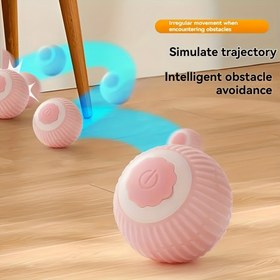 Resim USB Şarj Edilebilir Etkileşimli Kedi Oyuncağı - Otomatik Rulo ve Pembe Çiçek Desenli İnteraktif Oynama Topu, İç Mekan Kedileri için Dayanıklı Plastik, Güvenli 36V Düşük Voltaj, Tüm Irklar, Kedi Topu Oyuncak 