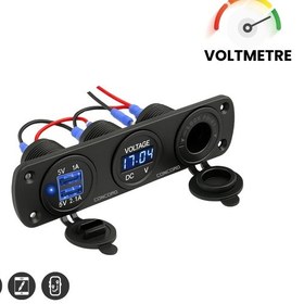 Resim Ch-33 3'ü 1arada Araç Şarj Cihazı Voltmetre+çift Usb+çakmak Giriş 