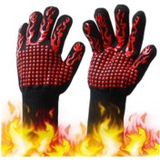 Resim Yaozixa Islak Islak Barbekü Eldiveni 500-800 C Isı Dayanıklı Silikon Kaymaz Önleyici Ev Fırın Mangal Kullanıma Uygun Unisex Tek Beden Çok Renkli 
