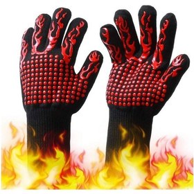 Resim Yaozixa Islak Islak Barbekü Eldiveni 500-800 C Isı Dayanıklı Silikon Kaymaz Önleyici Ev Fırın Mangal Kullanıma Uygun Unisex Tek Beden Çok Renkli 