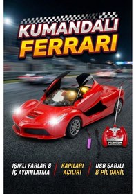 Resim Uzaktan Kumandalı Şarjlı Araba 1:18 Full Fonksiyon Işıklı Ve Otomatik Kapıları Açılan Yarış Arabası 