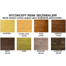 Resim NT Concept Aden Açık Ceviz Renk Siyah Metal Ayaklı Masif Ağaç Ofis Takımı 140 cm'lik Takım 