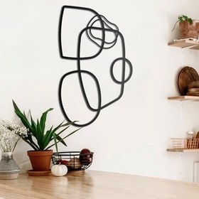 Resim BONPERLA Modern Minimalist Metal Duvar Sanatı - Oturma Odası veya Yatak Odası için Soyut Çizgi Sanat Heykeli - Siyah Demir Duvar Dekoru - İskandinav Tarzı El Yapımı Duvar Askısı (89,9 cm x 57,8 cm) 