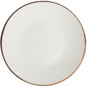 Resim Lava Döküm Yuvarlak Servis Tabağı Ve Kayın Servis Ahşabı. İçi Sable Çap Ø 25cm. 