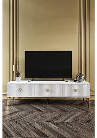 Resim 180 CM ZEUGMA MDF MEBRAN KAPAK BEYAZ GOLD 